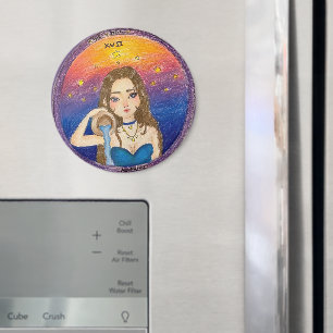 Imã Garota de Aquário Astrólogo em Céu Estrelado Azul