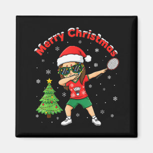 Imã Garota de Badminton Dabbing Papai Noel Natal Xmas