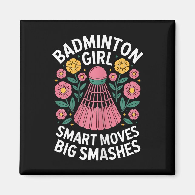 Imã Garota de Badminton Peteca Badminton Engraçado  (Frente)