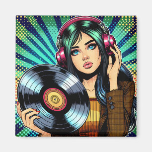 Imã Garota de estilo pop art em quadrinhos com álbum d