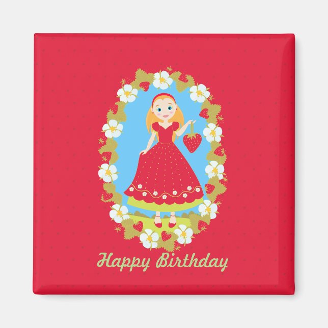 Imã Garota de Festa de aniversário de morango (Frente)