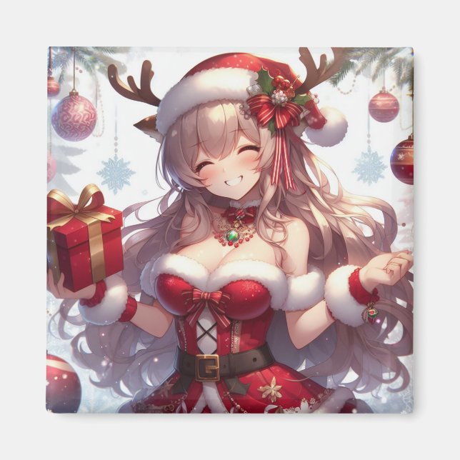 Imã Garota de Natal de anime fofa (Frente)