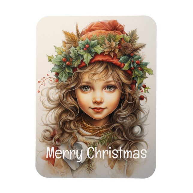 Ímã Garota de Natal Personalizada 25 de 25 (Vertical)