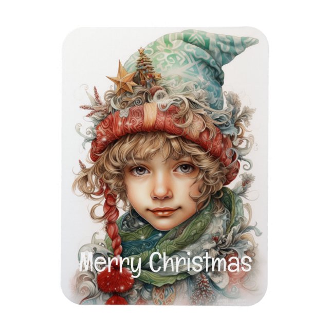 Ímã Garota de Natal Personalizada 7 de 25 (Vertical)