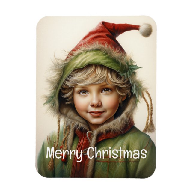Ímã Garota de Natal Personalizada 9 de 25 (Vertical)