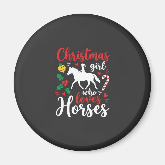 Imã Garota de Natal que Ama Cavalos (Frente)