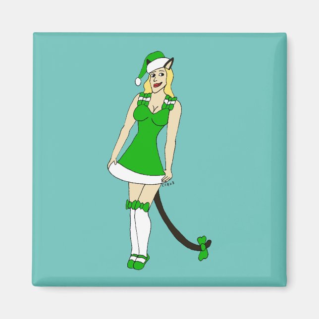 Imã Garota de Natal Verde (Frente)