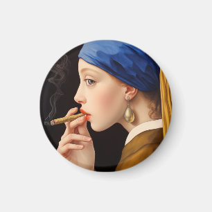 Imã Garota de Vermeer com Pérolas Comendo Fumar