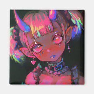 Imã Garota Demoníaca Kawaii Neon Pastel Goth