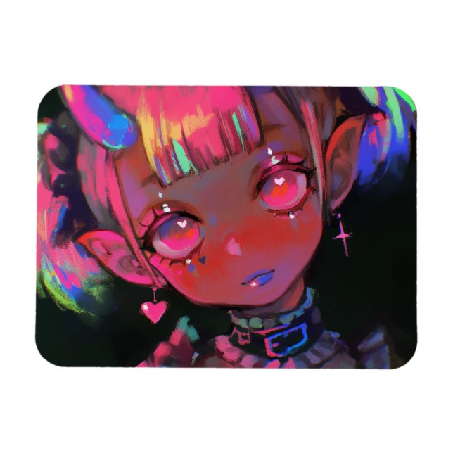 Ímã Garota Demonio Kawaii Neon Pastel Goth (Horizontal)