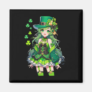 Imã Garota Dia de São Patrício Kawaii Leprechaun