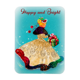 Ímã Garota dourada da caixa de presentes de natais vin