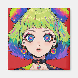 Imã Garota Espacial Glitchcore Com Olhos Estrela