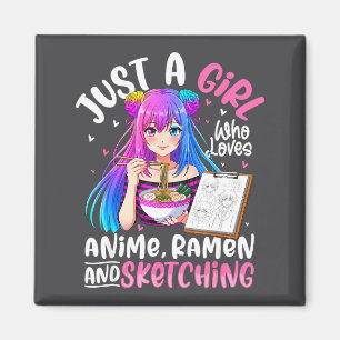 Imã Garota Fofa Ama Desenho de Ramen de Anime