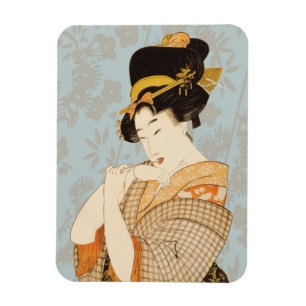 Ímã Garota Geisha Japonesa Vintage em Quimono