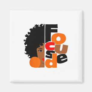 Imã Garota Negra Focada Melanina Arte Afro-Americana