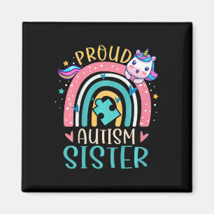Imã Garota Orgulhosa Autismo Irmã Consciência Unicórni
