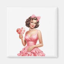 Garota Pin-Up Vintage do Dia dos Namorados com Leq
