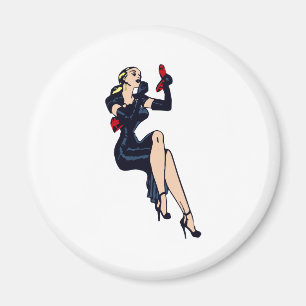 Imã Garota Pinup Glamourosa Vintage Loira Bonita