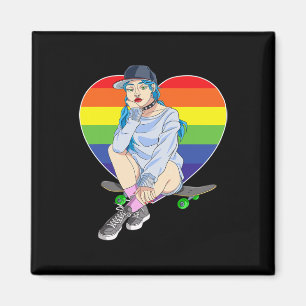Imã Garota Skate Skateboard Girl Skateboarding Chuva