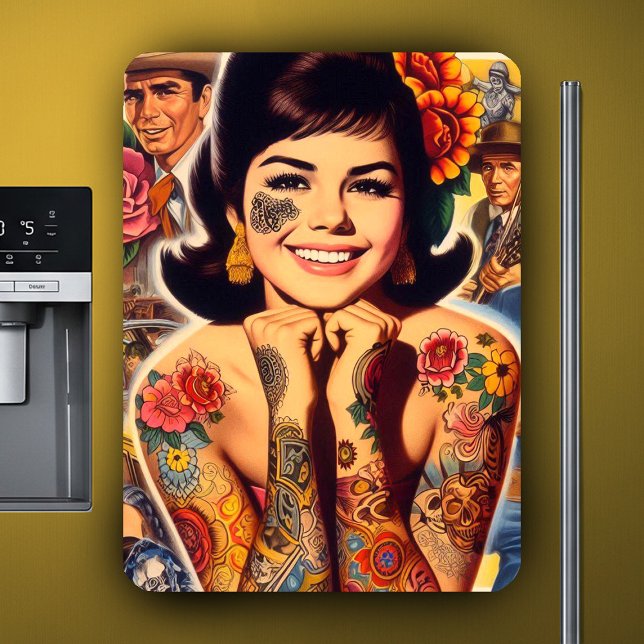 Ímã Garota Tatuada ao Estilo Antigo (Criador carregado)