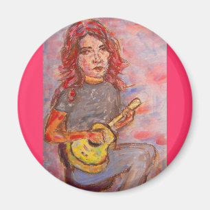 Imã garota tocando ukulele