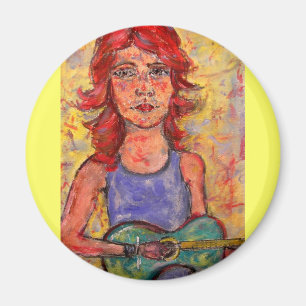 Imã garota tocando violão colorido