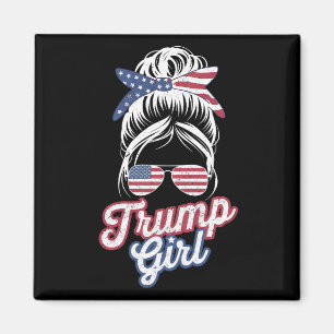 Imã Garota Trump Coque Desgrenhado Vintage Bandeira Am