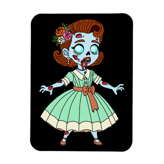 Ímã Garota Zumbi dos Anos 1950 (Vertical)