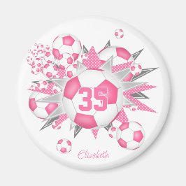Imã garotas personalizadas bola de futebol rosa