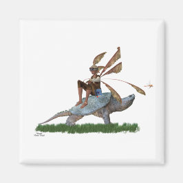 Imã Garoto Fada Andando Na Tartaruga