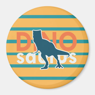 Imã Garotos do T-rex dinossauro, listras amarelas e az