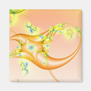 Imã Garra Arte Fractal Laranja e Amarela