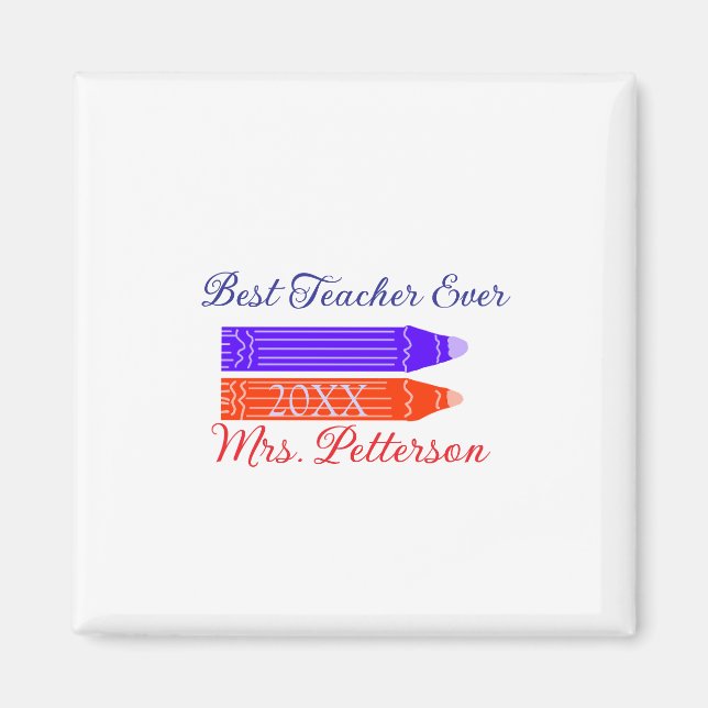 Imã Garrafa azul vermelha que melhor professor já adic (Frente)