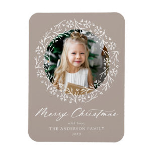 Ímã Garrafa de flocos de neve elegante Mocha Foto