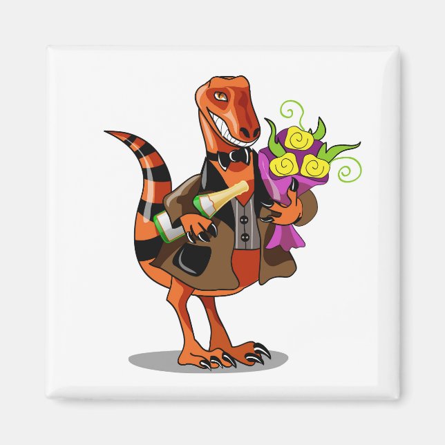 Imã Garrafa raptor De Vinho Espumante E Flores (Frente)