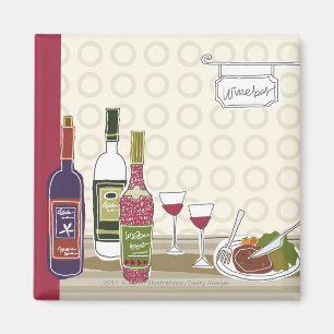 Imã Garrafas de vinho com os wineglasses na mesa