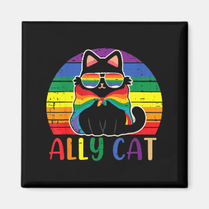 Imã Gata Aliada Vintage LGBT Lésbica Gay Bissexual Eng