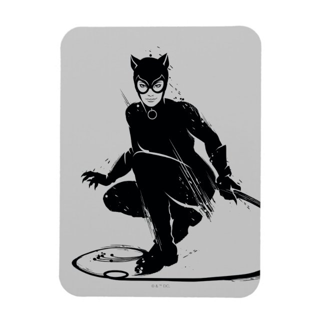 Ímã Gata Borralheira Pose de Pincel de Tinta (Vertical)