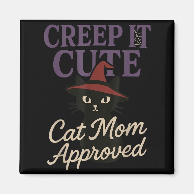 Imã Gata de Terror Mãe Gata Preta Assustadora Hallowee (Frente)