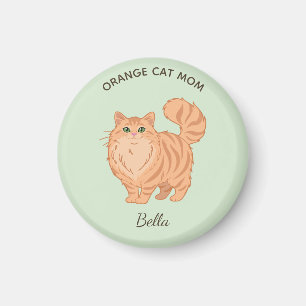 Imã Gata Laranja de Cabelo Comprido Mãe Personalizada