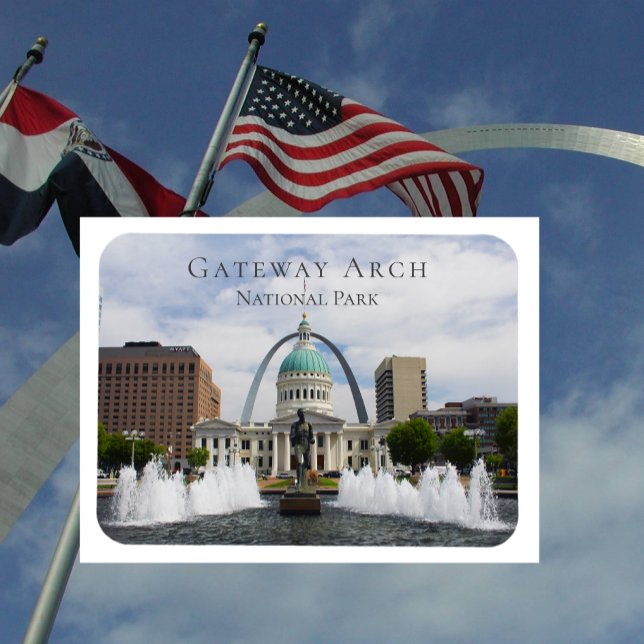 Ímã Gateway Arch, Old Courthouse, Runner, Rua. (Criador carregado)