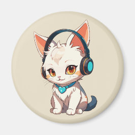 Imã Gatinha Estilosa e Fofa de Fone de Ouvido