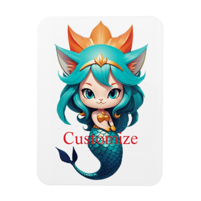 Ímã Gatinha Fofa Sereia Thunder_Cove (Vertical)