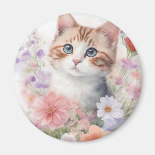 Imã Gatinho Aquarela Cujo Floral