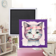 Gatinho bonito com ímã de Arco rosa