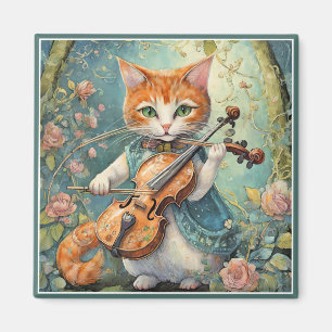 Imã Gatinho bonito tocando violino