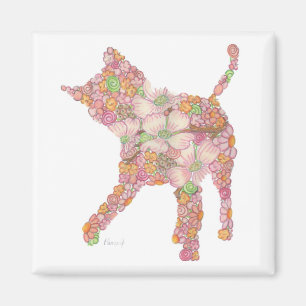Imã Gatinho brincalhão no ímã cor-de-rosa