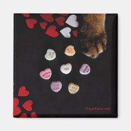 Imã Gatinho Candy Hearts Love Square Magnet