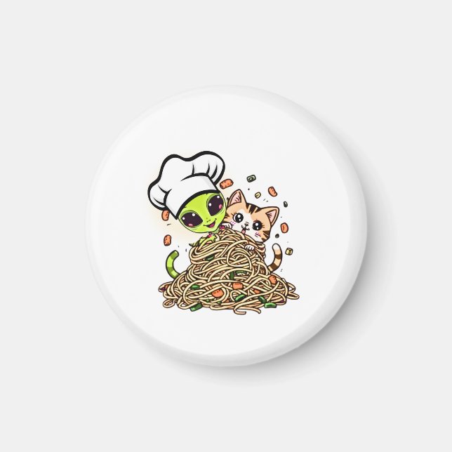 Imã Gatinho Chef Alien Adorável  (Frente)